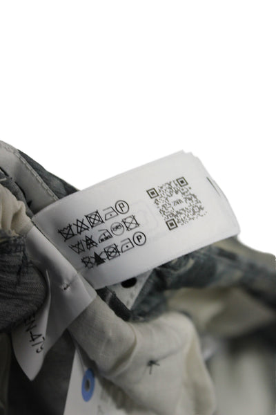 Zara Womens Cropped Camouflage Pants Viscose Gray Button Size XS