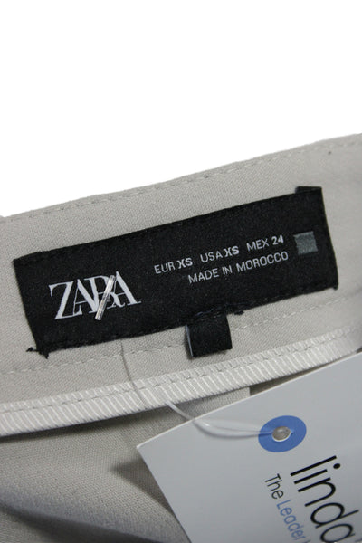 Zara Womens Dress Pants Beige Button Polyester Business Casual Size XS