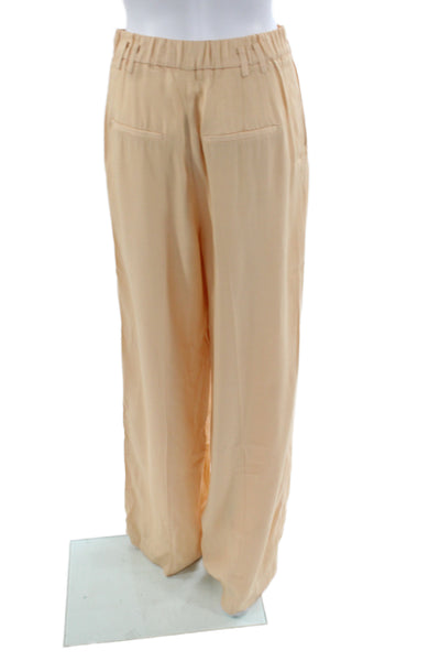 Zara Womens Dress Pants Beige Viscose Zip Minimalist Inseam 32 Size S