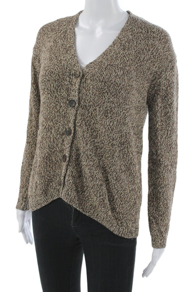 Massimo Dutti Women Brown Cotton V-Neck Long Sleeve Cardigan Size XS