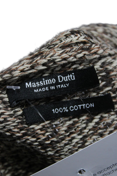 Massimo Dutti Women Brown Cotton V-Neck Long Sleeve Cardigan Size XS