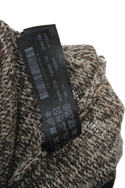 Massimo Dutti Women Brown Cotton V-Neck Long Sleeve Cardigan Size XS