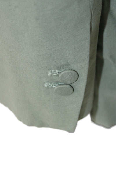 Zara Womens Green Basic Jacket Long Sleeve Button Acetate Solid Spring Size S