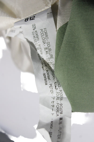 Zara Womens Green Basic Jacket Long Sleeve Button Acetate Solid Spring Size S