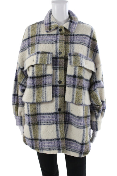 Zara Womens Plaid Basic Jacket Multicolor Button Long Sleeve Size XS