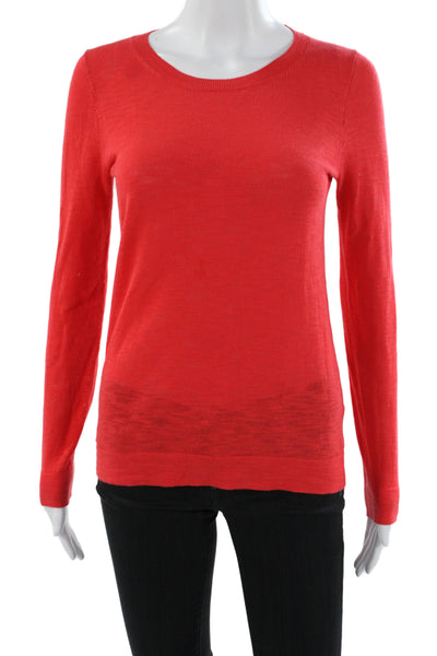 J Crew Women Red Cotton Pullover Sweater Crew Neck Long Sleeve Size 2XS