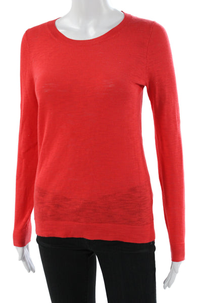 J Crew Women Red Cotton Pullover Sweater Crew Neck Long Sleeve Size 2XS