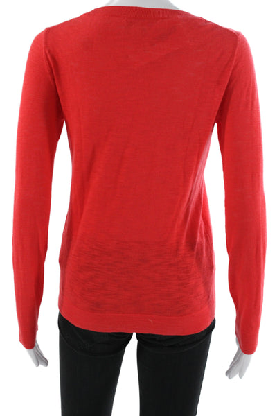 J Crew Women Red Cotton Pullover Sweater Crew Neck Long Sleeve Size 2XS