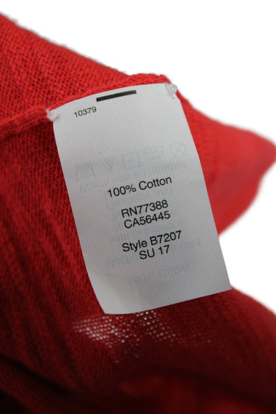 J Crew Women Red Cotton Pullover Sweater Crew Neck Long Sleeve Size 2XS