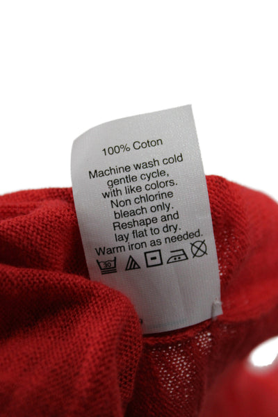 J Crew Women Red Cotton Pullover Sweater Crew Neck Long Sleeve Size 2XS