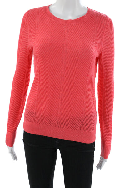 Banana Republic Womens Pink Linen Herringbone Pullover Long Sleeve Size XS