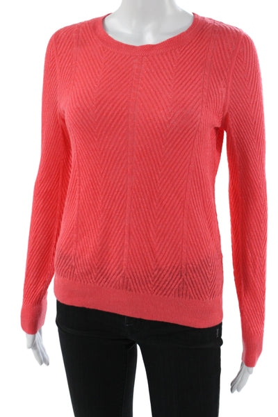 Banana Republic Womens Pink Linen Herringbone Pullover Long Sleeve Size XS