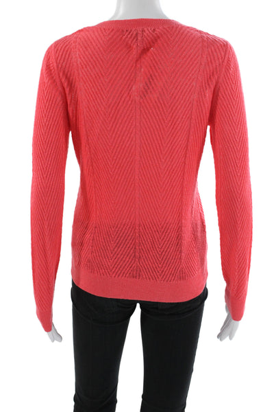 Banana Republic Womens Pink Linen Herringbone Pullover Long Sleeve Size XS