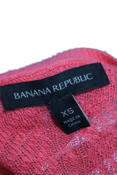 Banana Republic Womens Pink Linen Herringbone Pullover Long Sleeve Size XS