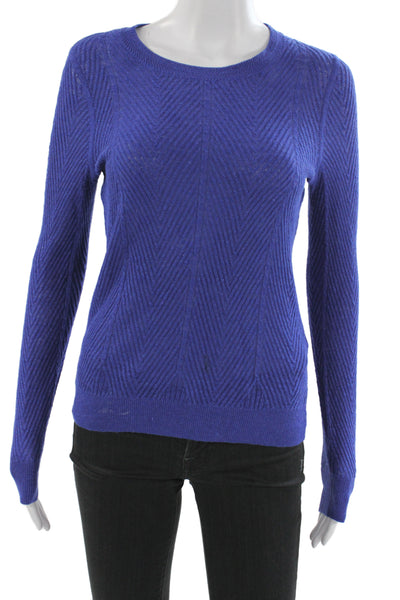 Banana Republic Womens Pullover Sweater Blue Herringbone Size XS