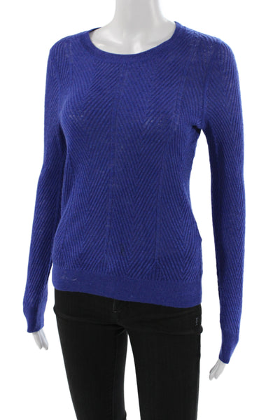 Banana Republic Womens Pullover Sweater Blue Herringbone Size XS