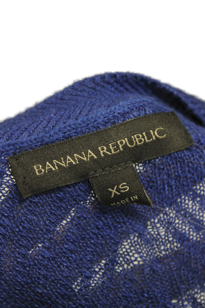 Banana Republic Womens Pullover Sweater Blue Herringbone Size XS