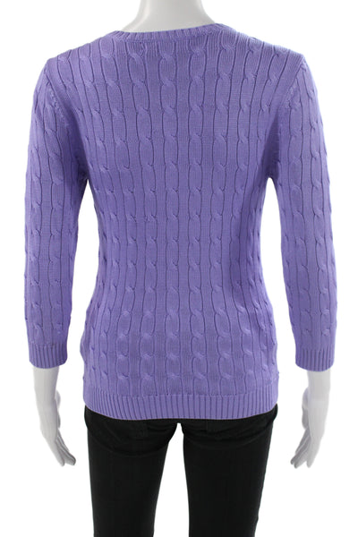 Lauren Ralph Lauren Women Pullover Sweater VNeck Purple Silk 3/4 Sleeve Size XS
