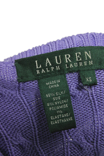 Lauren Ralph Lauren Women Pullover Sweater VNeck Purple Silk 3/4 Sleeve Size XS