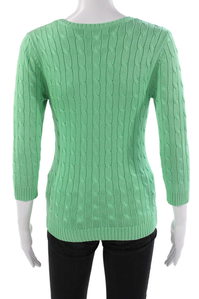Lauren Ralph Lauren Women Pullover Sweater Green V-Neck Silk Size XS