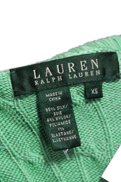 Lauren Ralph Lauren Women Pullover Sweater Green V-Neck Silk Size XS