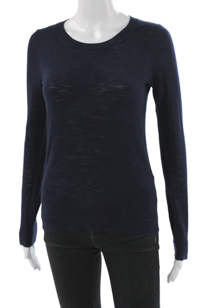 J Crew Womens Pullover Sweater Crew Neck Long Sleeve 100% Cotton Blue Size 2XS
