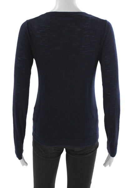 J Crew Womens Pullover Sweater Crew Neck Long Sleeve 100% Cotton Blue Size 2XS