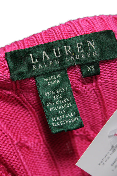 Lauren Ralph Lauren Women Pullover Sweater V-Neck 3/4 Sleeve Pink Size XS