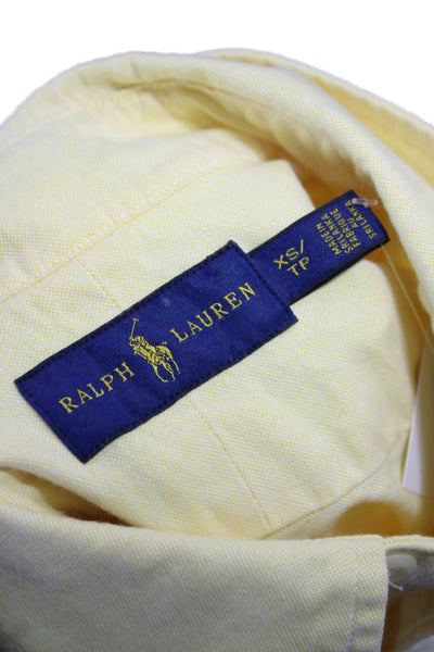 Ralph Lauren Blue Label Women Yellow Button-Up Cotton Collared Top Size XS