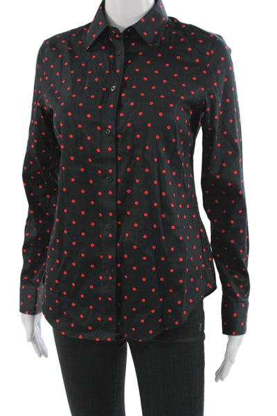Lauren Ralph Lauren Women Basic Polka Dot Button-Up Black Long Sleeve Size XS