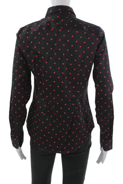 Lauren Ralph Lauren Women Basic Polka Dot Button-Up Black Long Sleeve Size XS