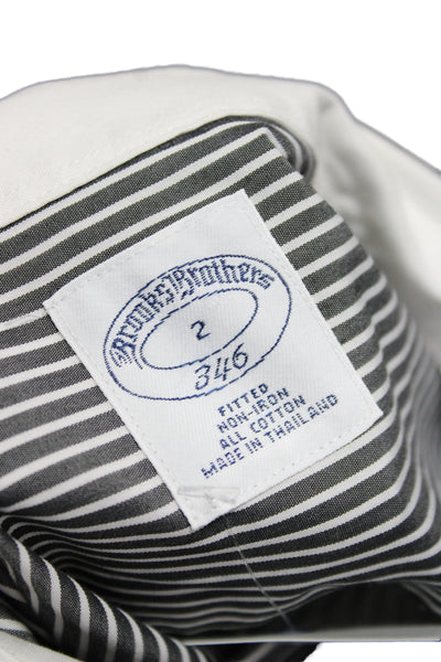 Brooks Brothers Women Striped Collared Cotton Button-Up Long Sleeve Gray Size 2