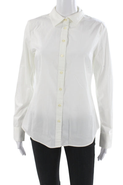 Banana Republic Women Basic Button-Up White Collared Long Sleeve Size 4