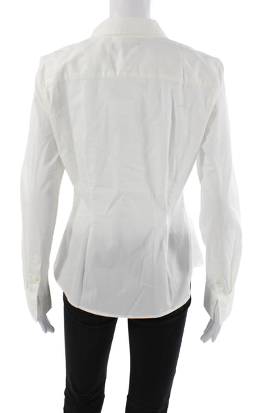 Banana Republic Women Basic Button-Up White Collared Long Sleeve Size 4