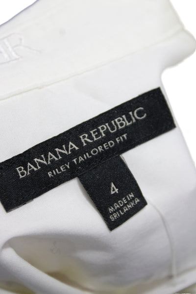 Banana Republic Women Basic Button-Up White Collared Long Sleeve Size 4