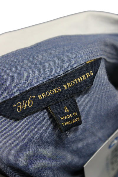 Brooks Brothers Women Blue Colorblock Cotton Button-Up Long Sleeve Size 4