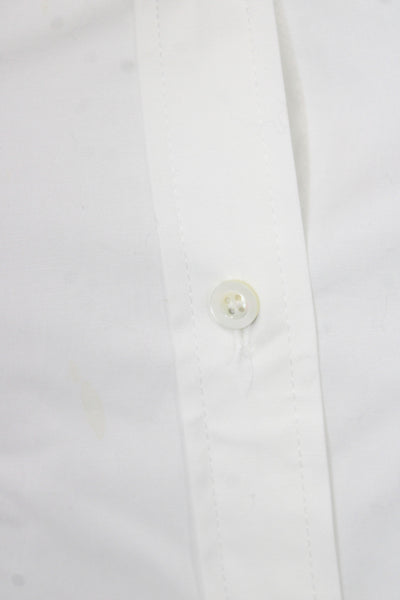 J Crew Women Basic White Collared Button-Up Cotton 3/4 Sleeve Size XS