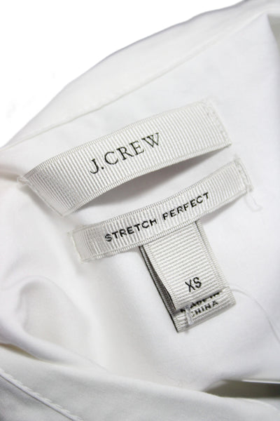 J Crew Women Basic White Collared Button-Up Cotton 3/4 Sleeve Size XS