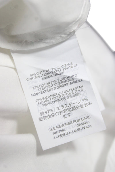 J Crew Women Basic White Collared Button-Up Cotton 3/4 Sleeve Size XS