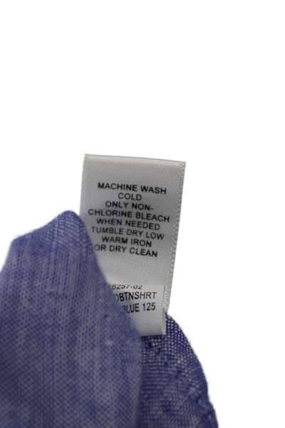Banana Republic Womens Collared Long Sleeve Linen Button Up Top Blue Size 0P