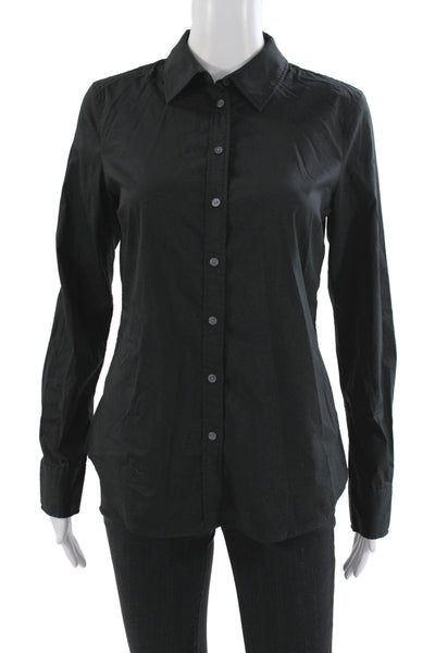 Banana Republic Womens Basic Black Collared Button Up Long Sleeve Size 4