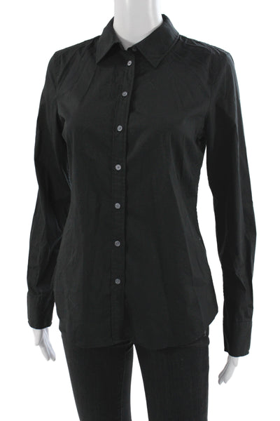 Banana Republic Womens Basic Black Collared Button Up Long Sleeve Size 4