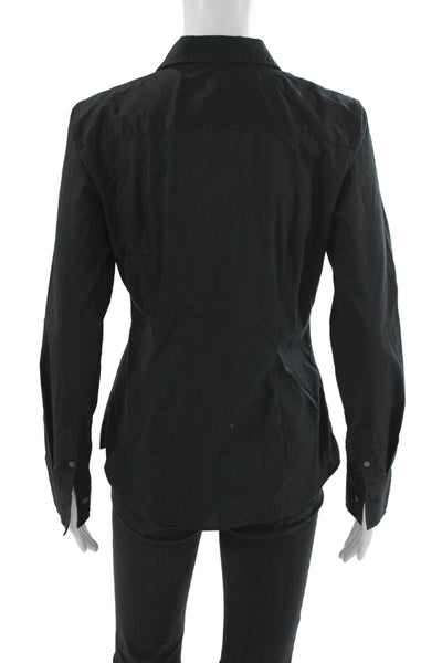 Banana Republic Womens Basic Black Collared Button Up Long Sleeve Size 4
