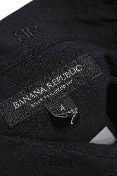 Banana Republic Womens Basic Black Collared Button Up Long Sleeve Size 4