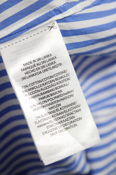 Polo Ralph Lauren Women Blue Striped Collared Button-Up Top Size 4