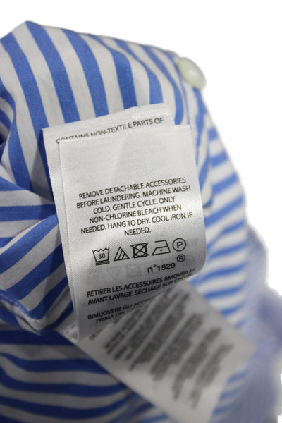 Polo Ralph Lauren Women Blue Striped Collared Button-Up Top Size 4