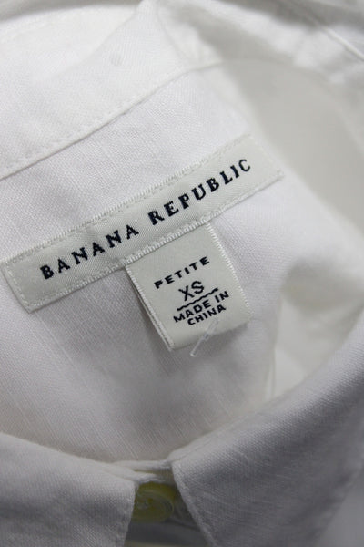 Banana Republic Womens White Collared Long Sleeve Button-Up Petite Size XS