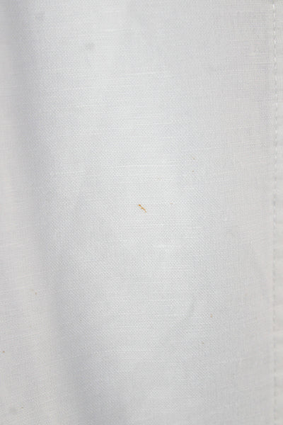 Banana Republic Women Collared Linen Button Up Blouse White Long Sleeve Size 2P
