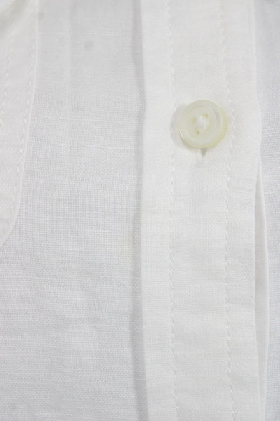 Banana Republic Women Collared Linen Button Up Blouse White Long Sleeve Size 2P