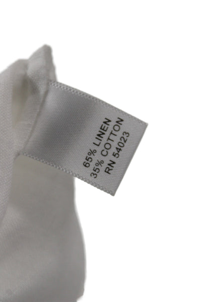Banana Republic Women Collared Linen Button Up Blouse White Long Sleeve Size 2P